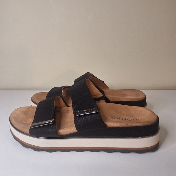 Vionic Phoenix Brandie Slide Black Linen Size 11 - Picture 3 of 14